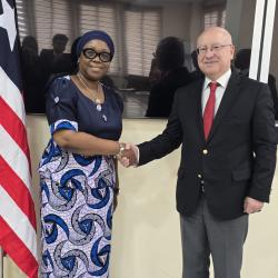 Foreign Minister H.E. Mme. Sara Beysolow Nyanti along with Mr. Mustafa Kemel Basa, Deputy Director General for Administrative and Financial Issues at the Ministry of Foreign Affairs of the Republic of Türkiye, 