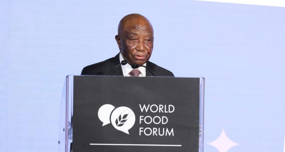 H.E. Joseph Nyuma Boakai, Sr., President of Liberia, delivers keynote address at the World Food Forum in Rome, Italy, October 14, 2024.