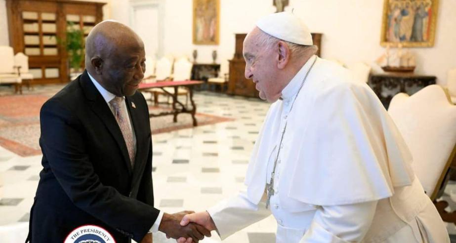 H.E. Joseph Nyuma Boakai, Sr. President of Liberia, is received at the Vatican by His Holiness Pope Francis, the global leader of the Roman Catholic Church, Friday, October 18th, 2024