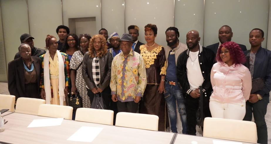 H.E. President Joseph Nyuma Boakai, Sr., and Liberians in Italy pose for a photo after a townhall meeting in Rome, Italy, October 15, 2024