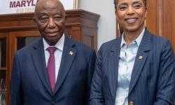 President Joseph Nyuma Boakai, Sr, and Senator Angela D. Alsobrooks of the State of Maryland in the United State Capital, Washington, DC.g