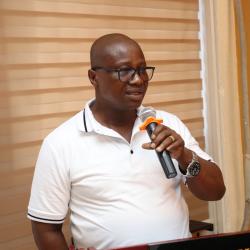 Photo credit: Dep Min for Research &amp; Development Planning, Edward K. Mulbah speaking at the Validation Workshop