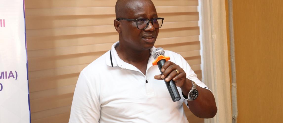 Photo credit: Dep Min for Research &amp; Development Planning, Edward K. Mulbah speaking at the Validation Workshop