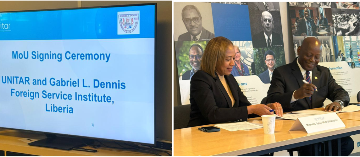Director General of the Foreign Service Institute, Reginald B. Goodridge, Sr., with Ms. Michelle Gyles-McDonnough, Assistant UN Secretary General and Executive Director of UNITAR in Geneva