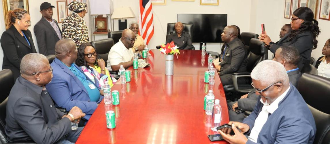 H.E. Joseph Nyuma Boakai, Sr., President of Liberia, at the high table along with some Liberian Government officials in New York, Saturday, September 21, 2024.