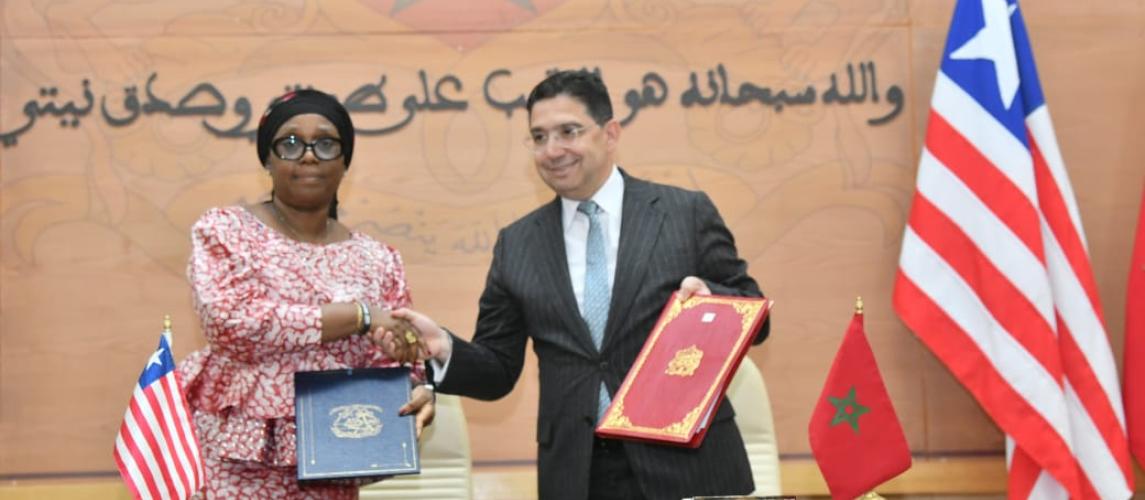 Minister of Foreign Affairs, H.E. Sara Beysolow Nyanti, and her Moroccan counterpart, H.E. Nasser Bourita Minister of Foreign Affairs, H.E. Sara Beysolow Nyanti, and her Moroccan counterpart, H.E. Nasser Bourita