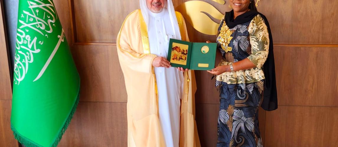 Liberia’s Minister of Foreign Affairs, Her Excellency Mme. Sara Beysolow Nyanti along with Dr. Abdullah Al Rabeeah, Advisor at the King Salman Humanitarian Aid and Relief Centre (KSRelief) Liberia’s Minister of Foreign Affairs, Her Excellency Mme. Sara Beysolow Nyanti along with Dr. Abdullah Al Rabeeah, Advisor at the King Salman Humanitarian Aid and Relief Centre (KSRelief)