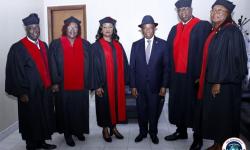 President Boakai posed in a photograph with members of the Supreme Court Bench 
