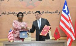 Minister of Foreign Affairs, H.E. Sara Beysolow Nyanti, and her Moroccan counterpart, H.E. Nasser Bourita
