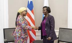 H.E Mme. Sara Beysolow Nyanti with H.E. Louise Mushikiwabo, Secretary-General of the OIF