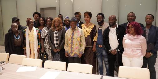 H.E. President Joseph Nyuma Boakai, Sr., and Liberians in Italy pose for a photo after a townhall meeting in Rome, Italy, October 15, 2024